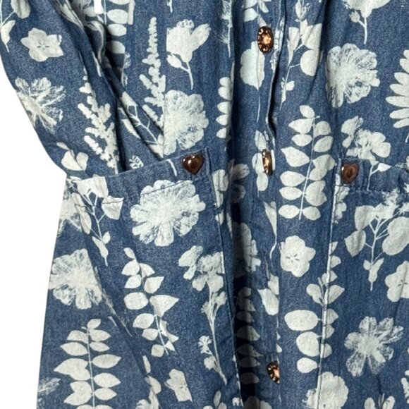 Girls Long Sleeve Floral Dress With Pockets, Full Skirt, Rose Gold Button, SZ 6 - Picture 9 of 14